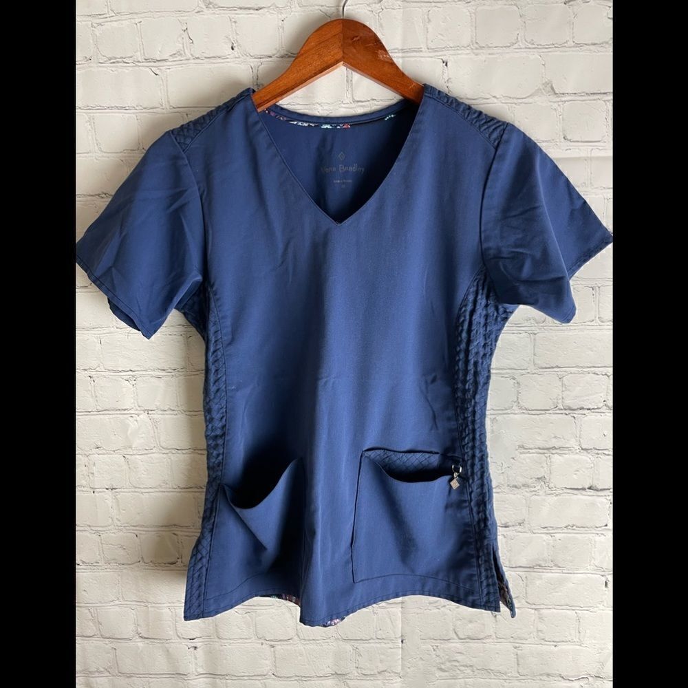 Vera Bradley Navy Blue Scrub Top XS